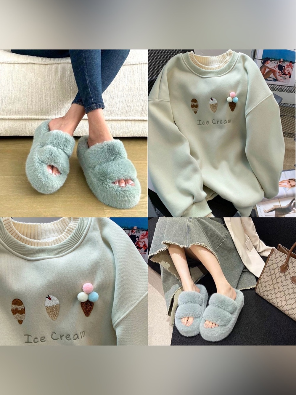 Mint Gum style sweater + sandals